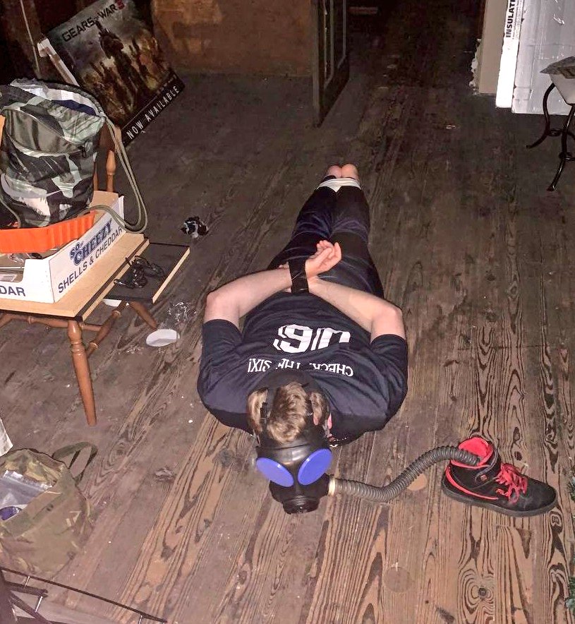 pupatlas_ny's tweet photo. Always a fun night starting with clothing, gagged, and a gas mask sniffing a sneaker then having it end naked, in chastity, and hogtied in a dirty attic space!! 😈 

Thank you @Curio_of_Kink for the great night and I'm sure @PupDart would approve me being locked in chastity 😝 https://t.co/CLzjuc9iLt
