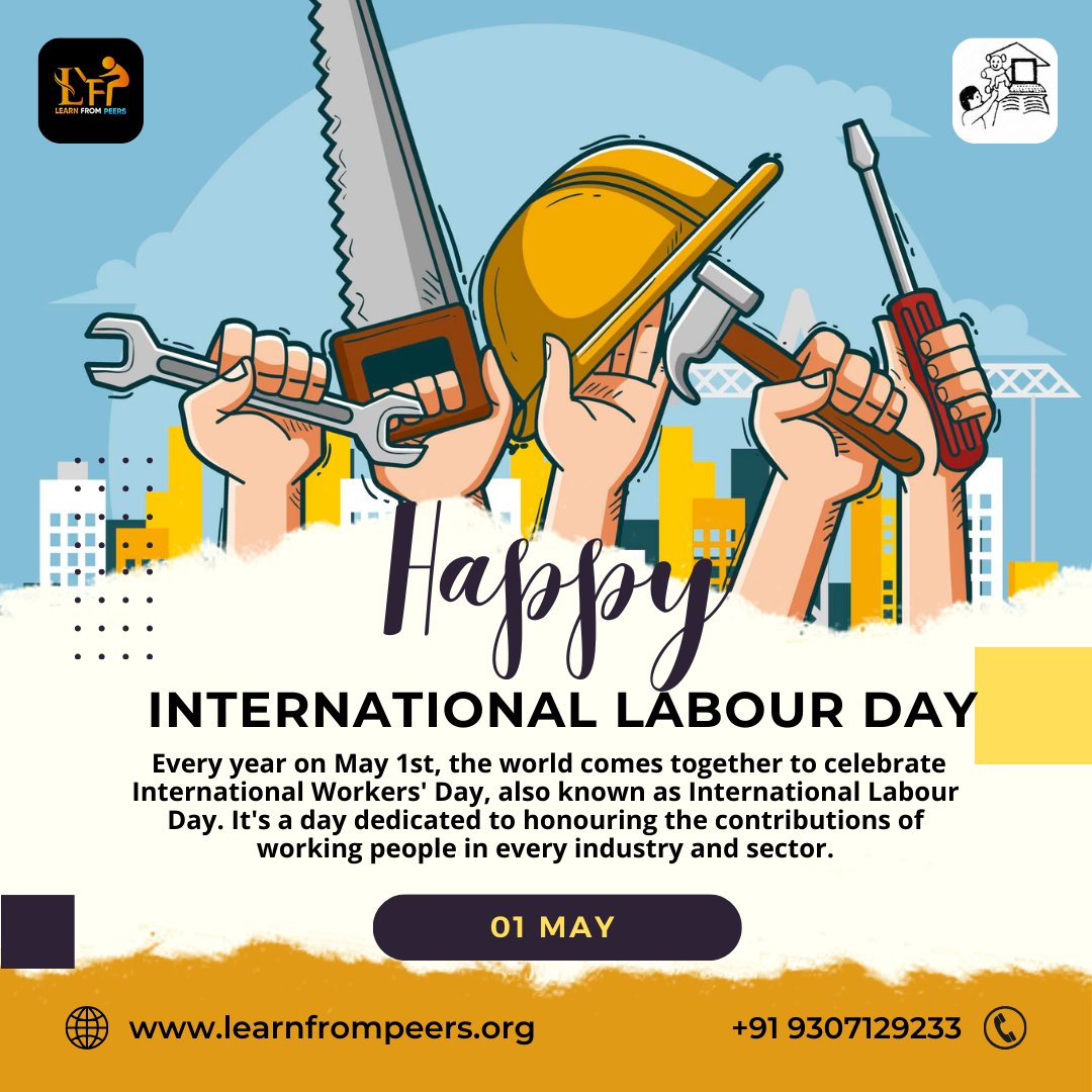 Hey there! It's time to celebrate the amazing and hardworking folks on this International Labour Day! Let's take a moment to cheer for the dedication and resilience of workers around the world! #LabourDay #MayDay #1stMay #learnfrompeers #narayanchandratrust
