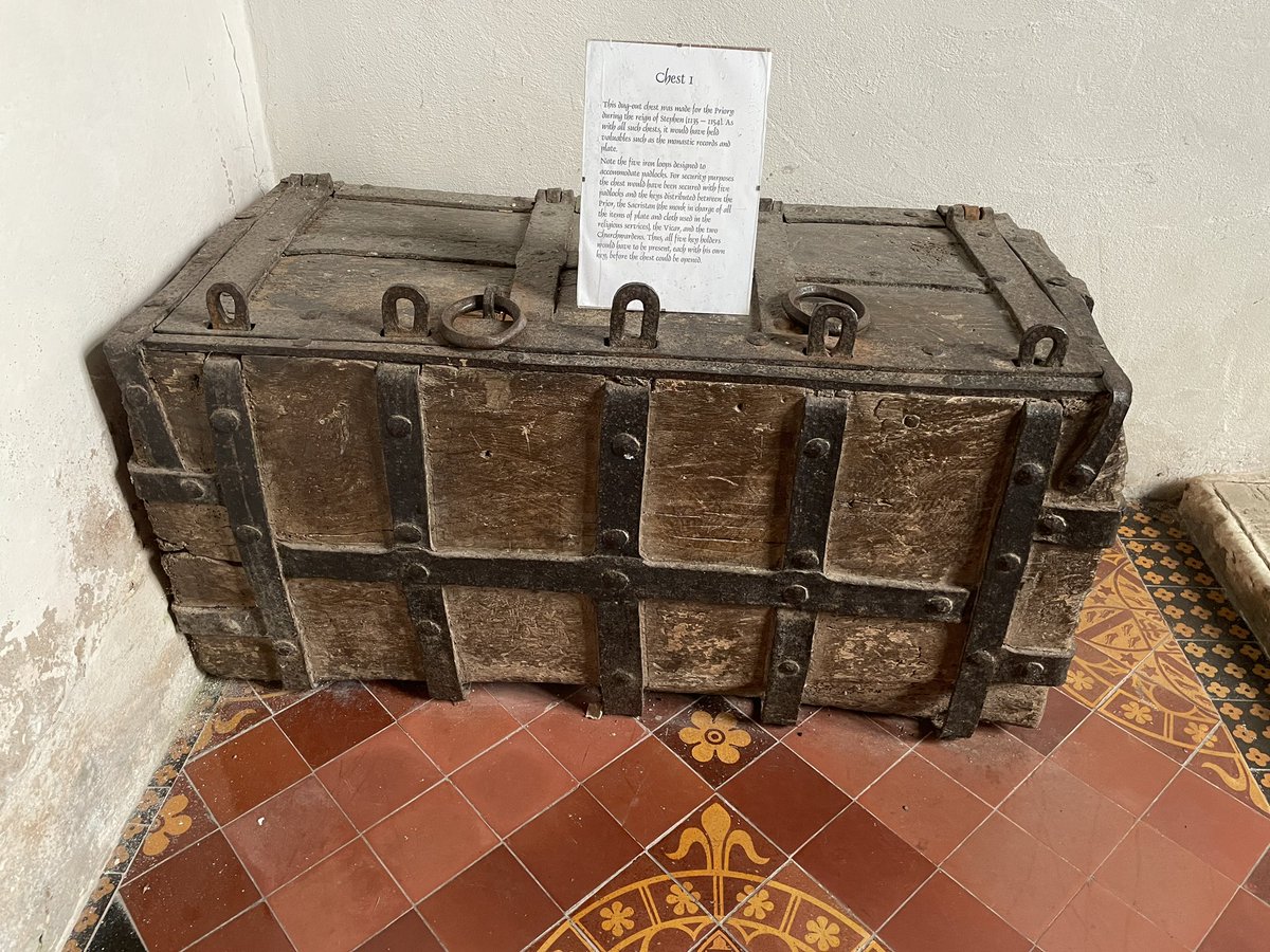 The oldest of three ancient chests in St George’s Church, Dunster,Somerset. From the reign of King Stephen (1135 - II54).

#woodensday #medieval