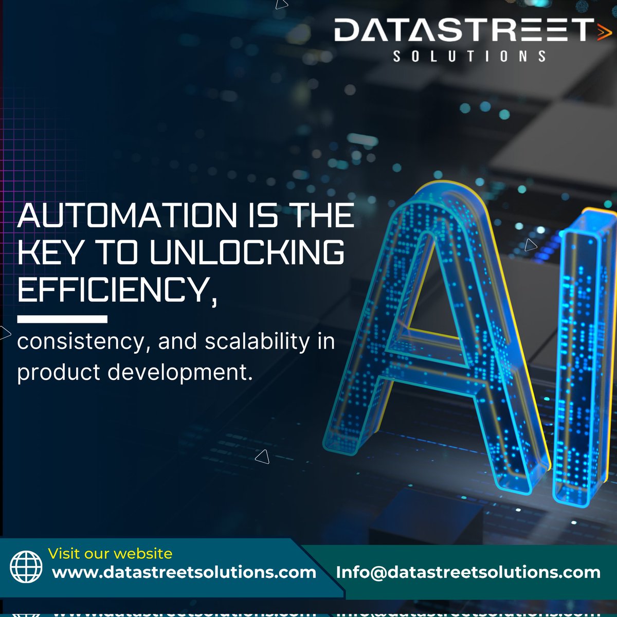 Automation drives efficiency, consistency and scalability in product development. Accelerate workflows and ensure standards with automation. Stay competitive in today's landscape. Reach out for more details info@datastreetsolutions.com 

#AI #itservices #Qa #DataEngineering