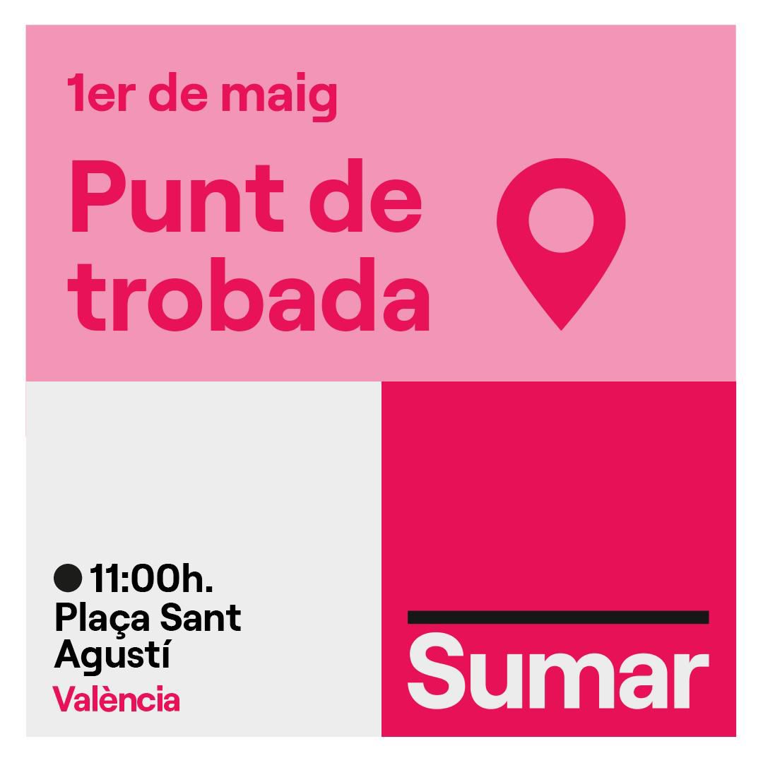 📣 Vine’t al 1r de maig a defensar la reducció de la jornada laboral! Punt de trobada a València: 📍 Plaça de Sant Agustí ⏰ 11.00 hores Ens vegem a les 10:45 en la cantonada del Pronovias per preparar la manifestació! #1M2024 #1M