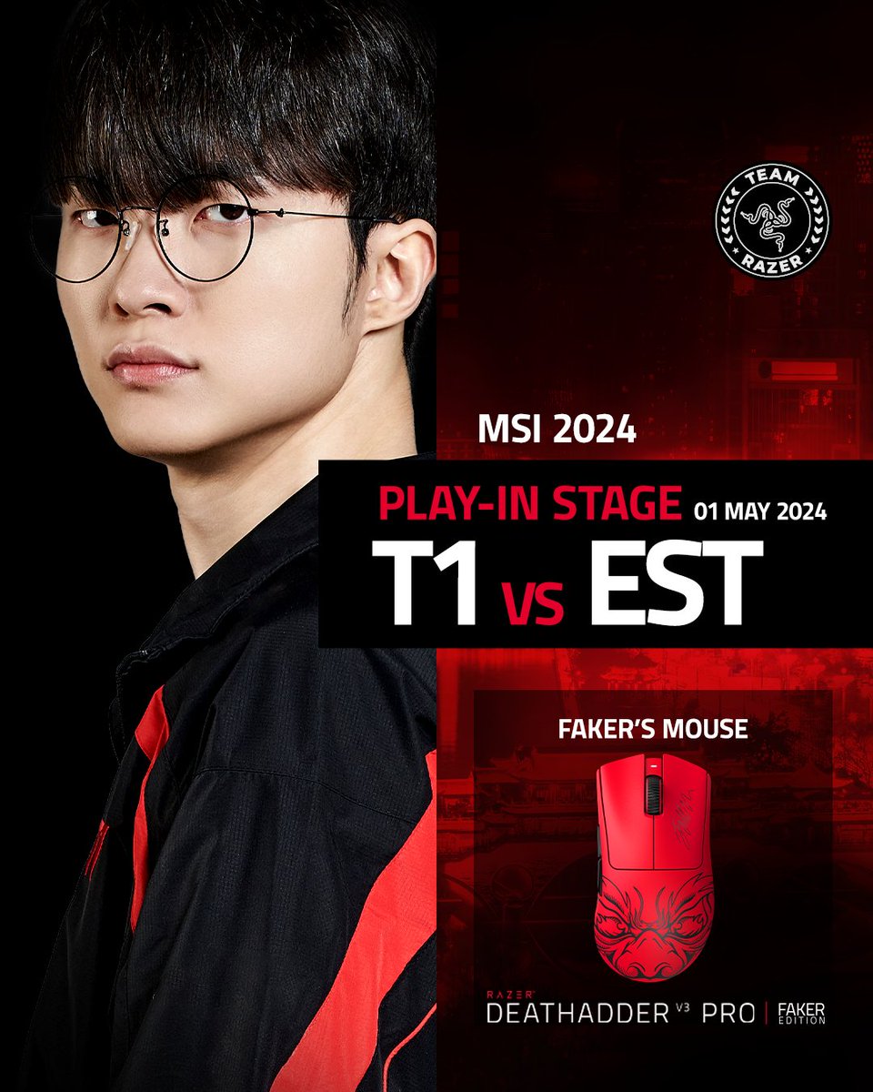 .@faker's MSI run starts today and there is only one goal for the GOAT, the TOP! #MSI2024 

T1 vs EST​

Twitch.tv/Riotgames