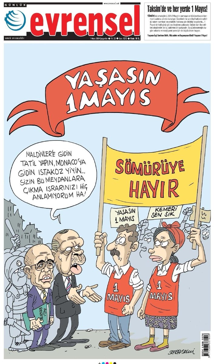 Evrensel'in rahatsızlık veren manşeti 👇 #1Mayıs #HerYerTaksimHerYer1Mayıs