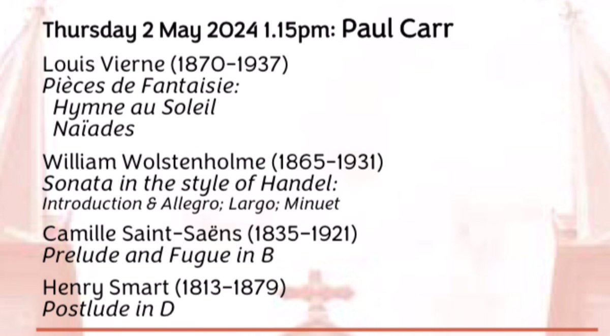 OrganistPaul's tweet photo. Three recitals this week:
Thursday 2 May 1:15pm St Chad’s Cathedral, Birmingham @ThursdayLive 
Saturday 4 May 1:00pm St Laurence Church, Ludlow
@StLaurenceLud 
Sunday 5 May 3:00pm Holy Trinity Wordsley, Stourbridge
@HTWOrganMusic 
3 different programmes, all admission free! https://t.co/tfTtw2HibM