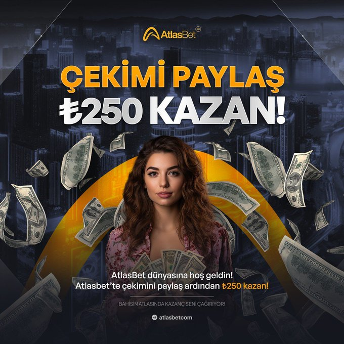 🤑 Çekimlerine extra bonus #Atlasbet'te ! 🌟 Çekimini yap, kazancını paylaş, 💰 250₺ Freebet veya Freespin Kazan ! #atlasbet ⭐️t2m.io/atlasbetgiris