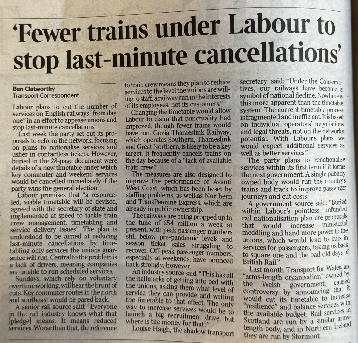 Reduced services under @UKLabour. That’s one way to reduce cancellations… It’ll be 6 day week running next.