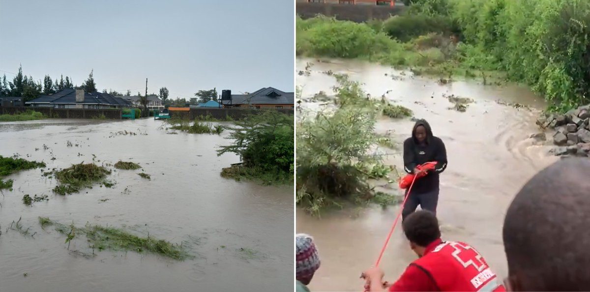 Kenya Red Cross rescues families trapped in their Kitengela homes after a seasonal river burst its banks following heavy rains
