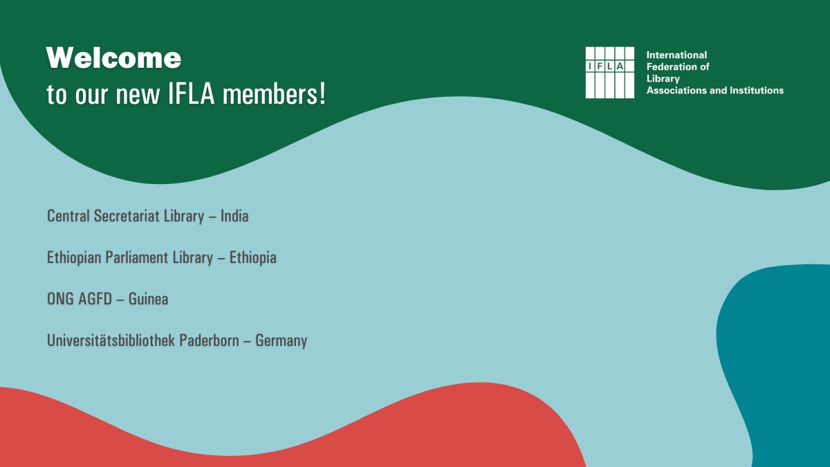 IFLA warmly welcome the following new members🤝 We look forward to your engagement and involvement! @FDREHOPR @csl_moc