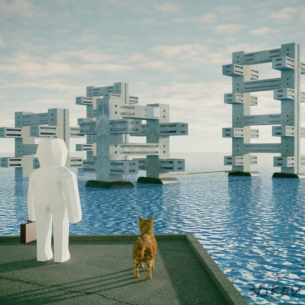 When we aim for
Symmetry in our lives,
We risk losing our balance.

Poem @pog_smiles 
#b3d #blender #surrealart #art #brutalistarchitecture #render #3dviz