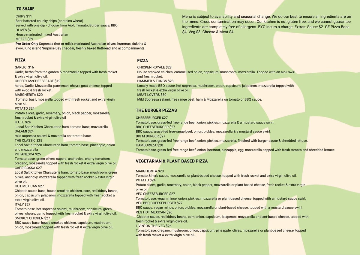 Current menu 
#mountbuninyongwinery
#onewomankitchen
#rotatingdeckwoodfiredpizza
#ballarat
#buninyong
#visitballarat
#visitvictoria