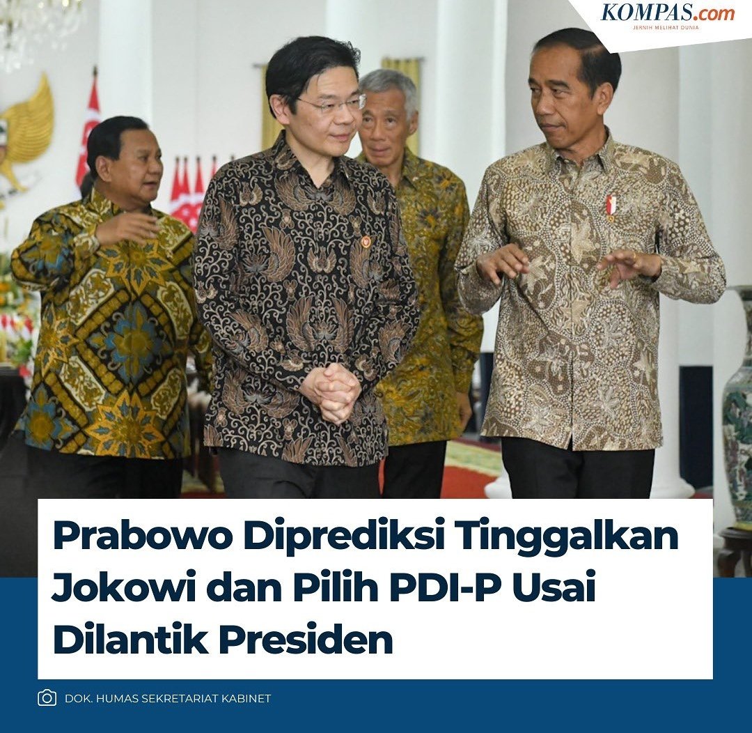 Mas @Adiprayitno_20 saya rasa Pak Prabowo tidak demikian, apalagi anak Pak Jokowi Wapres. Dan satu lagi arah politik Pak Jokowi setelah tidak Presiden kita belum tahu, bisa saja beliau terus berkarya di politik lewat parpol atau lainnya. Masih banyak dinamikanya mas..