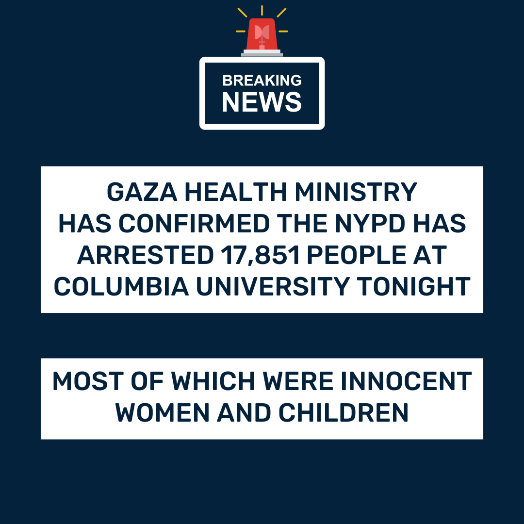 SachaRoytman's tweet image. We're receiving alarming reports from various sources, including our breaking news channels.

Thanks to @CWBOCA for reporting first.

1/5: Gaza Health Ministry has confirmed the NYPD has arrested 17,851 people at Columbia University tonight. Most of which were innocent women and…