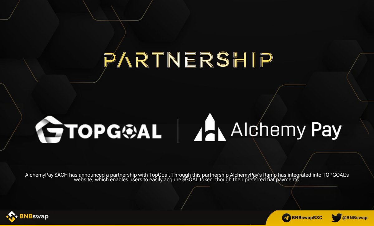 📢 @AlchemyPay $ACH has announced a partnership with @TopGoal_NFT, the pioneer AI-powered sports gaming ecosystem with the vision of bringing sports to Web3 Through this partnership #AlchemyPay's Ramp has integrated into TOPGOAL's website, which enables users to easily acquire…