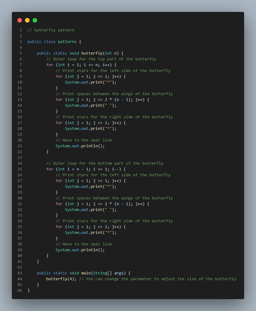 krishcasm's tweet image. #Java - "Successfully tackled some Java loop patterns today! Feeling accomplished and ready for more challenges ---- Practice pattern question 📷 Hollow rectangle Tringle 0-1 butterfly pattern #java #javaPatterns