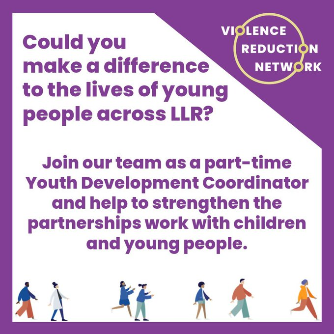 Come and join a team that's passionate and committed to reducing serious violence across LLR.

Full details and online application form available here ⬇️
bit.ly/3UE85wV
Apply by 13th May '24