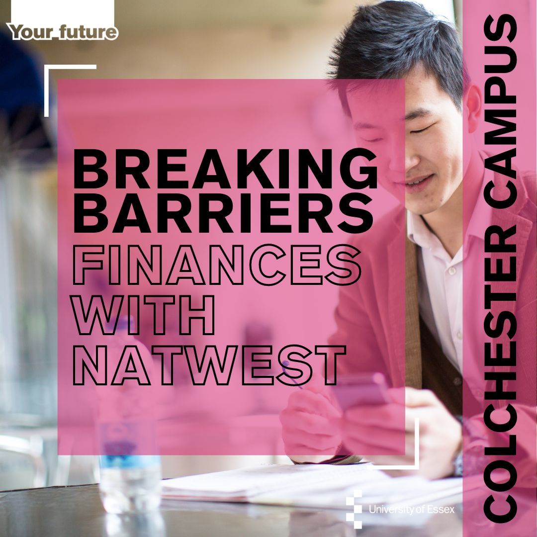 Breaking Barriers and NatWest (Colchester) – Thur 2 May – 2.00pm – 4.00pm Breaking Barriers is a programme for 1st and 2nd year undergraduates who are either from low-income backgrounds or among the first in their family to go to university. buff.ly/49zGiSt