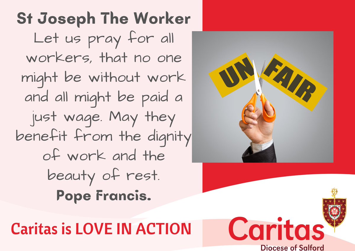 Today is the Feast of St Joseph The Worker. Let us pray with Pope Francis that everyone may benefit from the dignity of work and the beauty of rest.