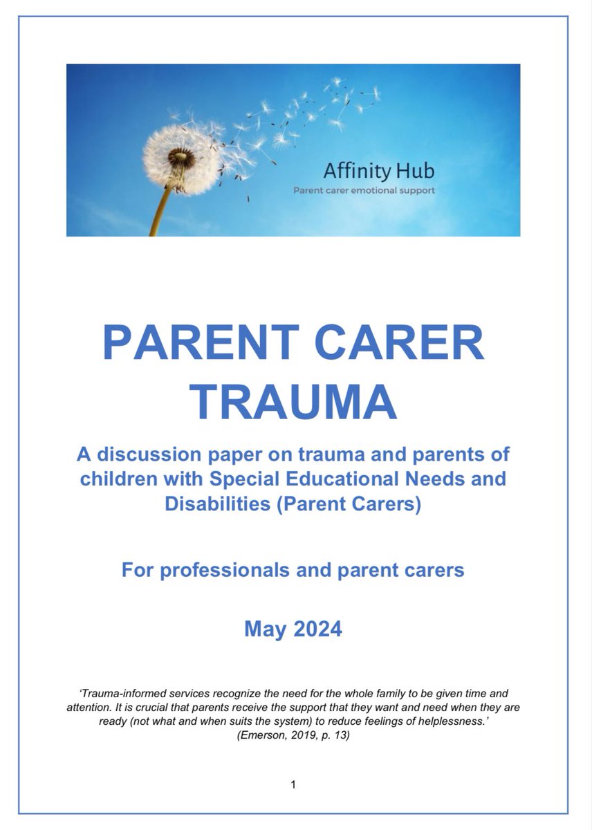 Parents of disabled children and trauma - discussion document now available 👇

rb.gy/nf5tsn

We suspected that trauma was more prevalent than recognised by professionals, and often parents themselves.

#trauma #parentcarers 

@gbjornstad @Siobhan_ODwyer @Pen_CRU