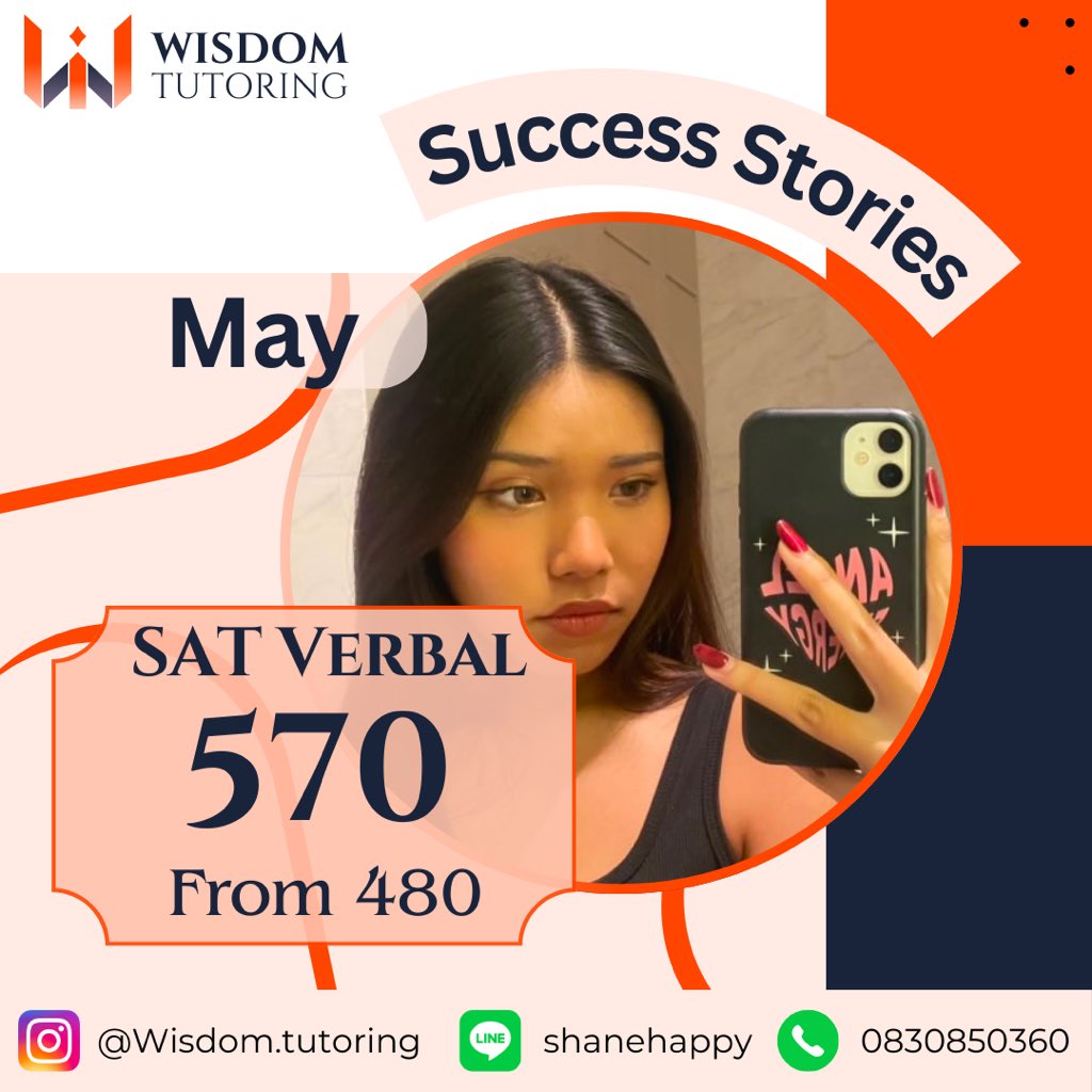 Wisdomtutoring1's tweet photo. Congrats to May for getting a 570 on her SAT Reading &amp; Writing!!! 🌟

She has shown remarkable progress increasing her score by 90 points - from 480 to 570. 🔥

#WisdomTutoring #digitalsat #dek67 #ติวSAT #สอนsat #ติวsateng #ติวsatverbal #Dek68 #Dek69 https://t.co/qi0pvK4ugU
