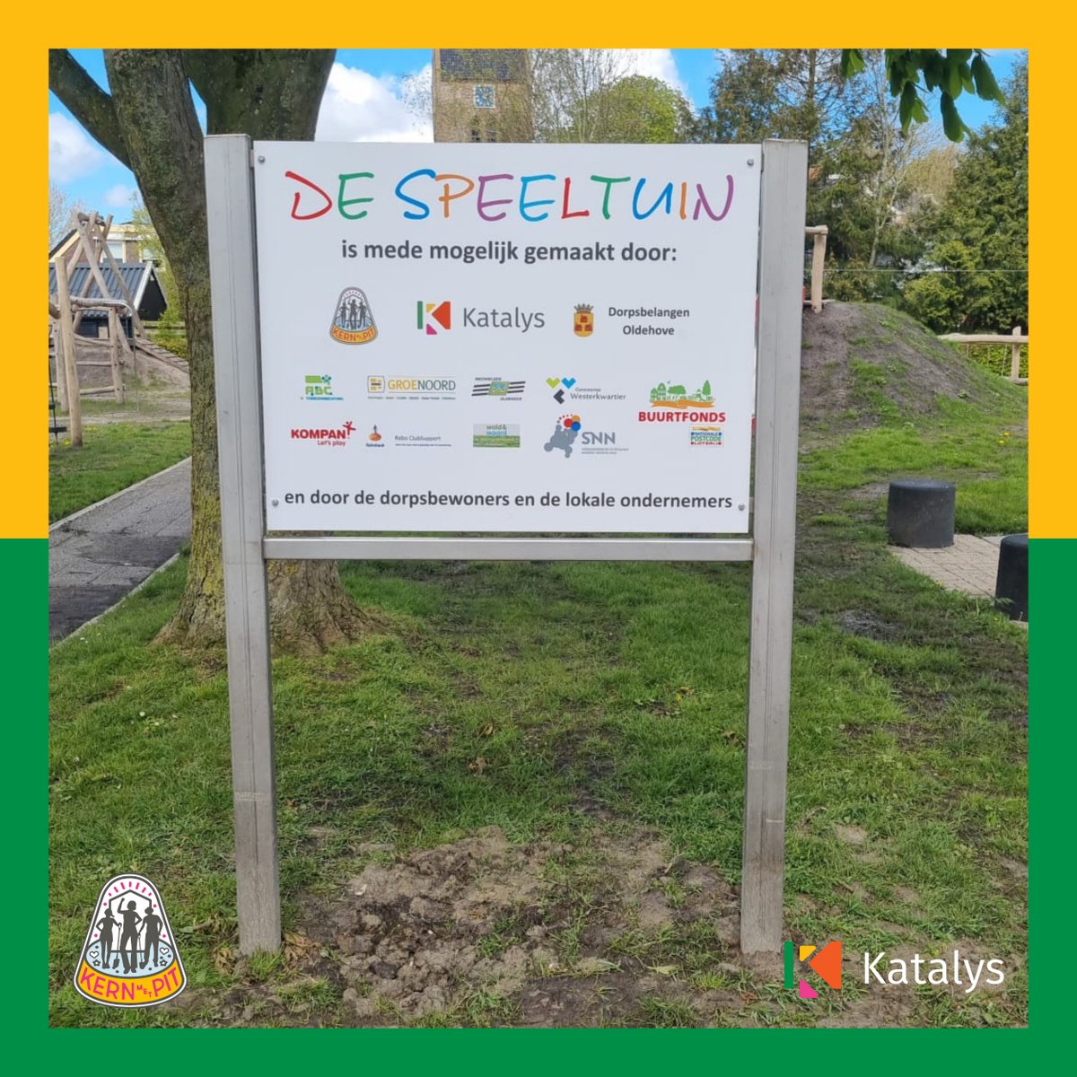 🎉 De #speeltuin in Oldehove is klaar. Dit werd afgelopen weekend gevierd. @arijanvanbavel (Adje) opende de speeltuin. Het was een mega klus, maar door samen te werken is ze het gelukt. 🥳 #bewonersinitiatieven #gemeenschapskracht #katalys #kernmetpit