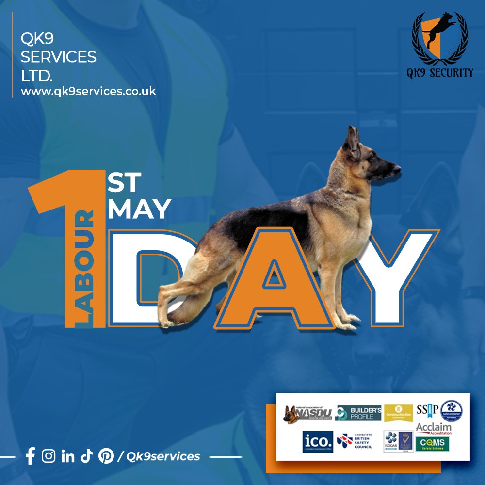 Wishing all the hard-working people a very happy Labour Day! We celebrate your dedication and the backbone of our nation.
#qk9 #LabourDay #QK9SecurityServices #QK9securityservicesuk