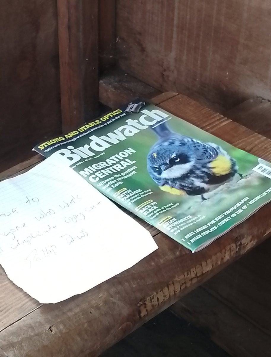 More than a few days ago now I left this duplicate copy of the latest Birdwatch magazine inside the Rudd Hide at @ladywalk_nr for anyone who wishes to take home and read. Yesterday it was still there. Any member of @WestMidBirdClub is welcome to it.