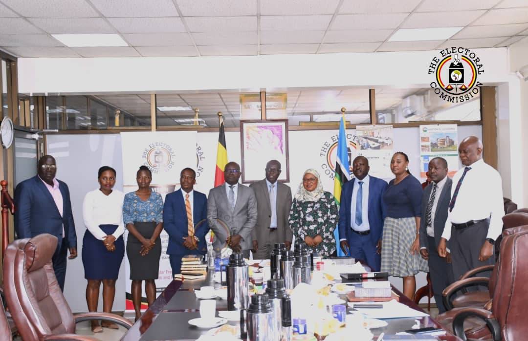 Members of @UgandaEC led by Chairperson Justice Byabakama Mugenyi Simon, Yesterday received at the @UgandaEC HQ, a delegation from the @ngoforum led by its ED Mr Moses Isooba & discussed ways of strengthening collaboration in advancing civic & voter education.#ECRoadMap2026