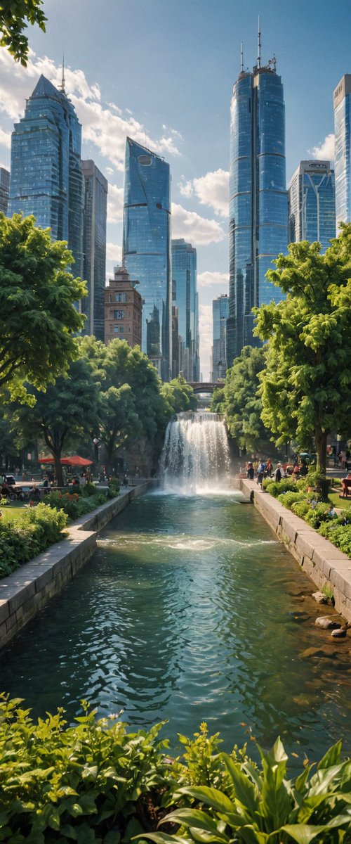 Urban oasis: where skyscrapers meet nature's embrace 🏙️🌿

✫ ━━∙⋆⋅⋆∙━━✫
 Let me know if you liked it! 💙 
 Follow ➠ @mainguardstudio
✫ ━━∙⋆⋅⋆∙━━ ✫

#landscapeart #conceptartist #cityserenity #CozyRetreat #wanderlust #waterfall #nature撮影会 #stablediffusion