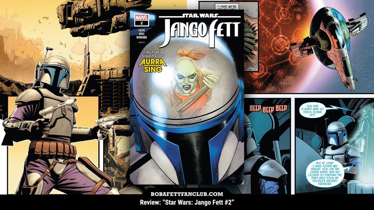 Our review of #StarWars: #JangoFett #2 is now up, written by BFFC's Gustavo Perez: bobafett.club/jf2review

Comic penned by @EthanJSacks and illustrated by @LukeRossArt with a main cover by @LeinilYu

#AurraSing #BobaFettFanClub #Marvel #DailyFett