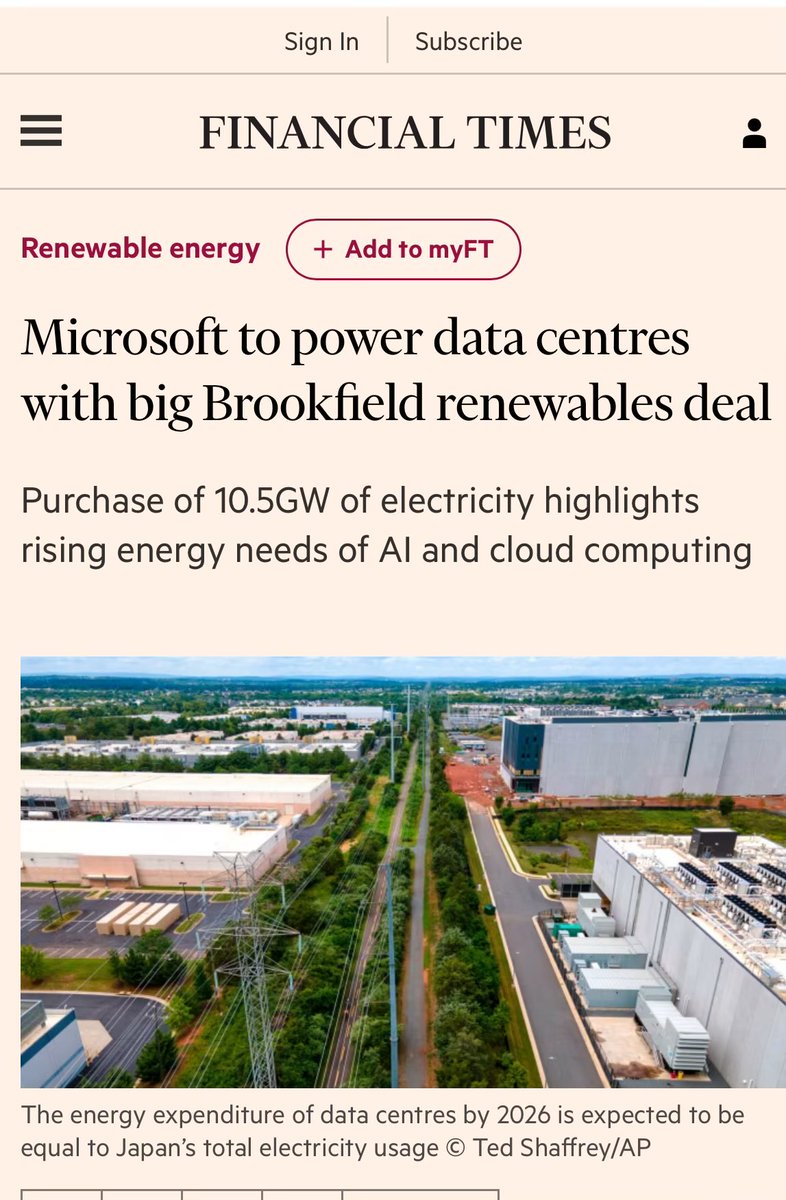 Another big data center / renewables deal - the growth won’t be coming to an end any time soon.