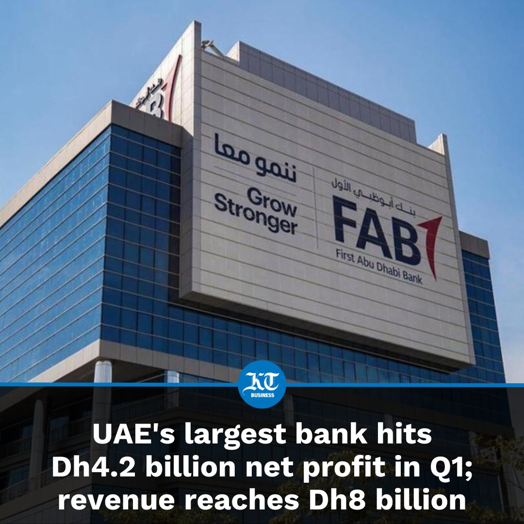 First Abu Dhabi Bank (FAB), the UAE’s largest bank, reported a net profit of Dh4.2 billion for the first quarter of 2024, up 6% year-on-year.

The bank’s revenue grew 18% year-on-year to Dh8 billion, propelled by core operational growth, balance sheet expansion, higher net…