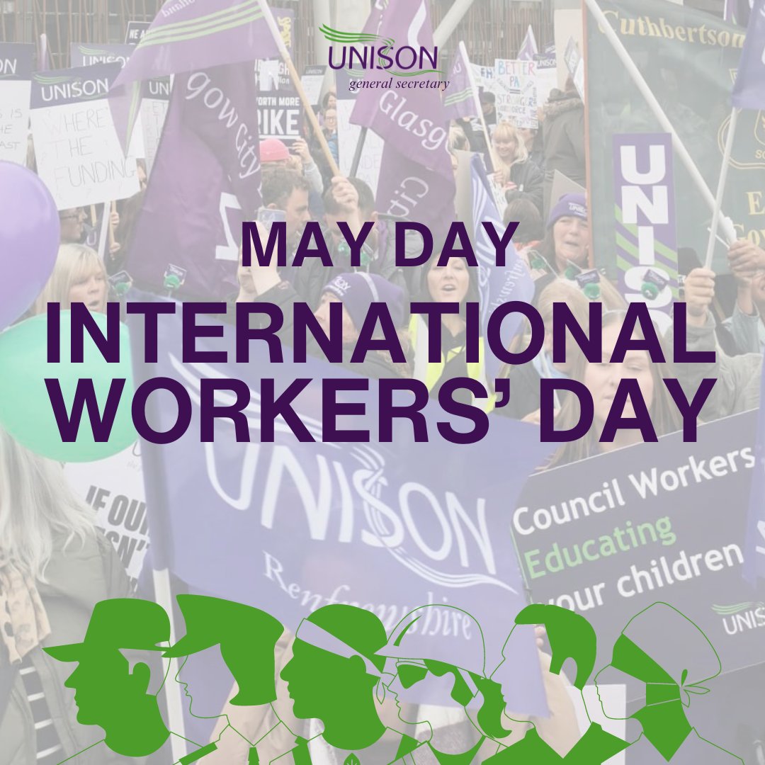 It's International Workers' Day 2024 #IWD2024 UNISON stands in solidarity with all workers and their trade unions at home and around the world. #MayDay
