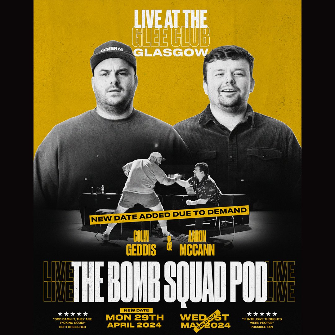 Coming up tonight! 🕖👇 @ThaBombSquadPod Live (SOLD OUT) Doors: 7pm Last entry: 7:30pm Approx finish: 9:40pm