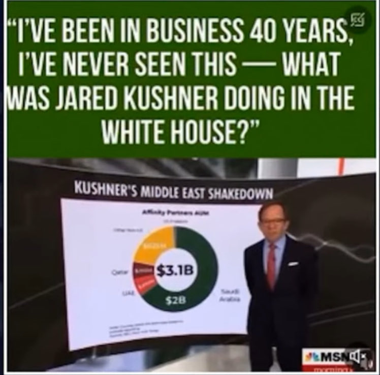 No. Jared Kushner didn’t do anything corrupt while in the White House. But Comer Pyle & Jim Jordan want to go after Hunter, a private citizen his entire life. Has never held a position in office or in the White House. Glad Hunter is suing for them showing the nude photos.