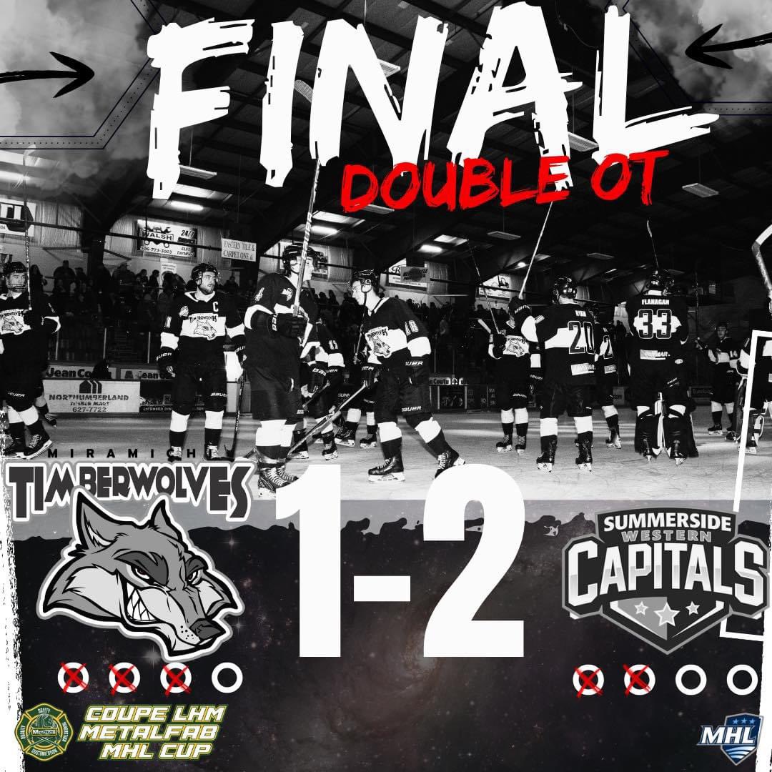 PQMiramichi's tweet image. Summerside downed Miramichi 2-1 (2OT) Tuesday night on the Island. Timberwolves lead the Best of 7 Series 3-2. Game #6 is Thursday 7pm at Miramichi Civic Centre. 
#Miramichi #BackThePack #GoWolvesGo