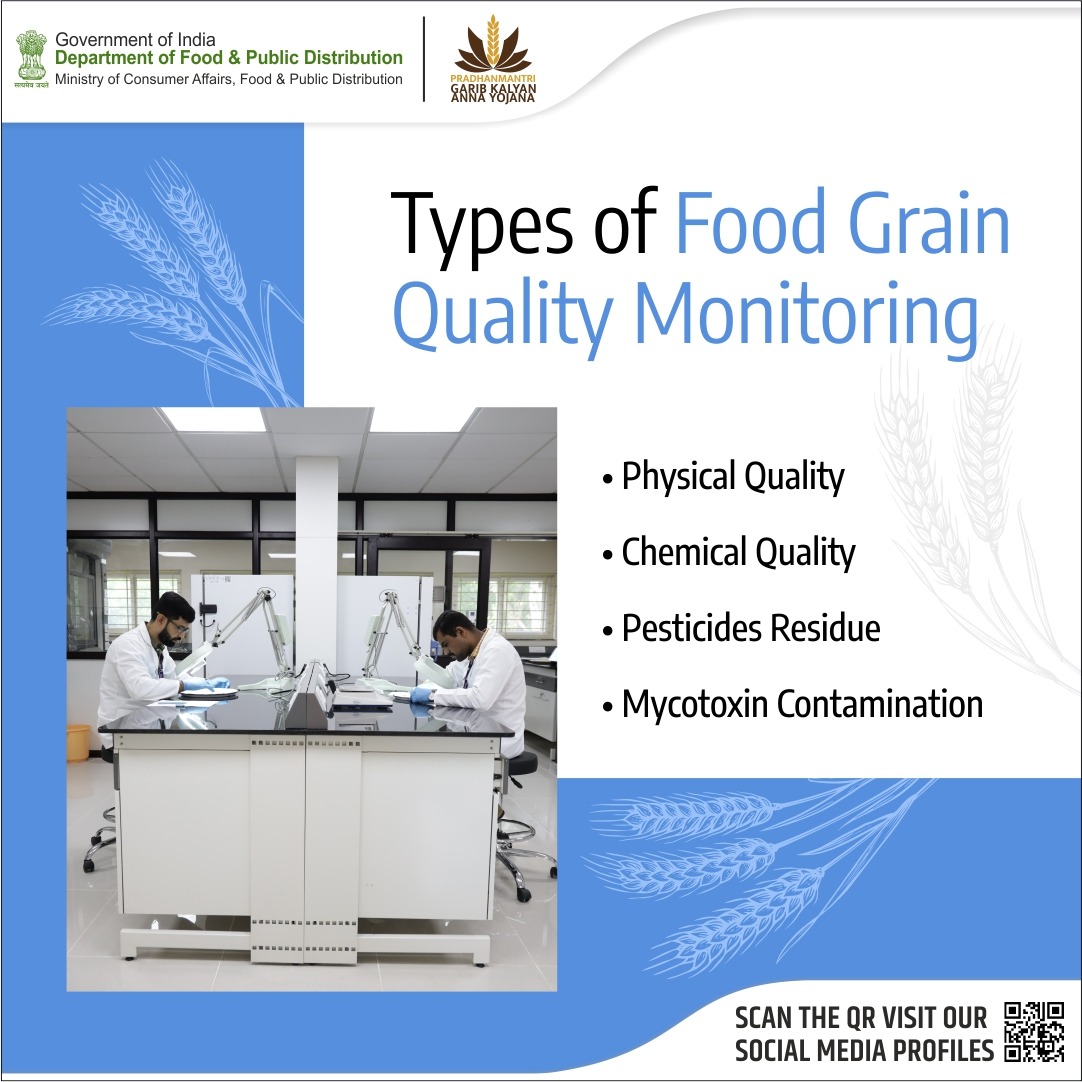 Ensuring top-notch quality! Explore the diverse types of food grain quality monitoring, including physical and chemical checks, pesticide residue, and mycotoxin contamination. #QualityCheck #KnowYourDepartment