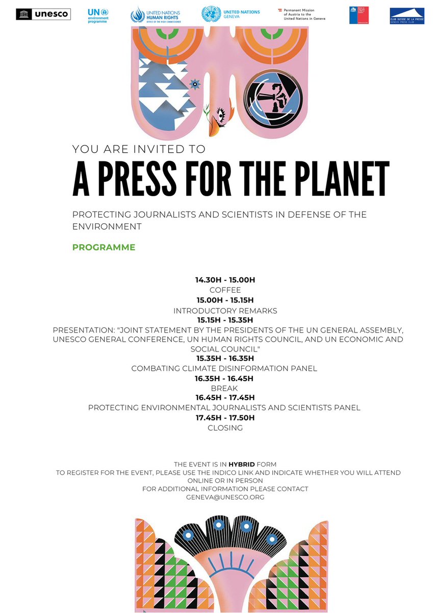For #WorldPressFreedom Day, join us on 7 May at Geneva's Palais des Nations and webtv.un.org/en for an event on: 🧪Science communication 🌍Combating #climate disinformation 🛡️Safeguarding journalists & scientists. 👉tinyurl.com/3xybkr5j #WPFDGeneva2024