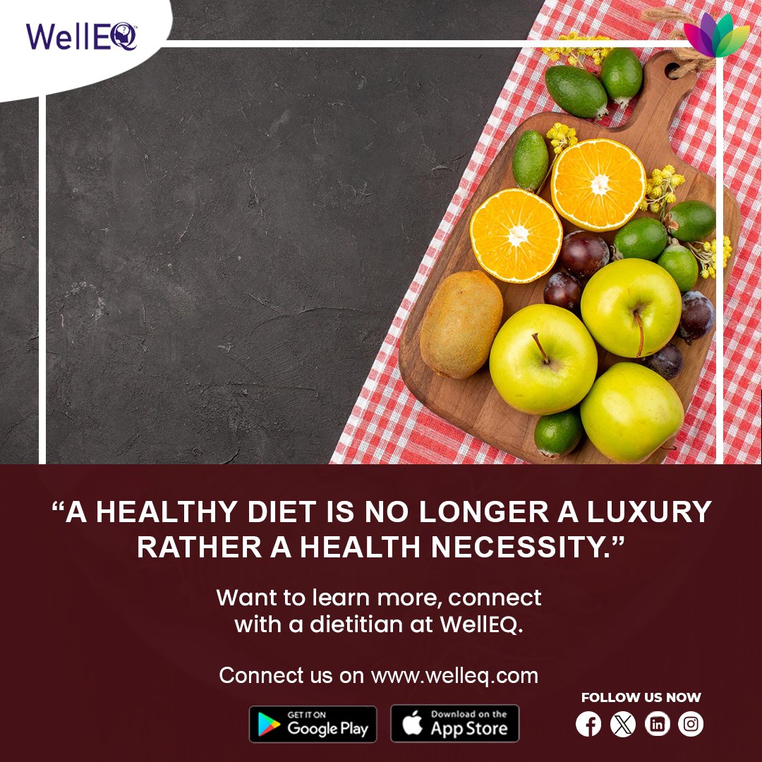 Indulge in the freshness of nature’s bounty with WellEQ. Our mission is to promote wellness through nutritious choices. 
.
.
#WellEQ #HealthyDiet #Nutrition #Fruits #Wellness #HealthFirst #EatRight #FreshProduce #DietitianConnect #HealthNecessity