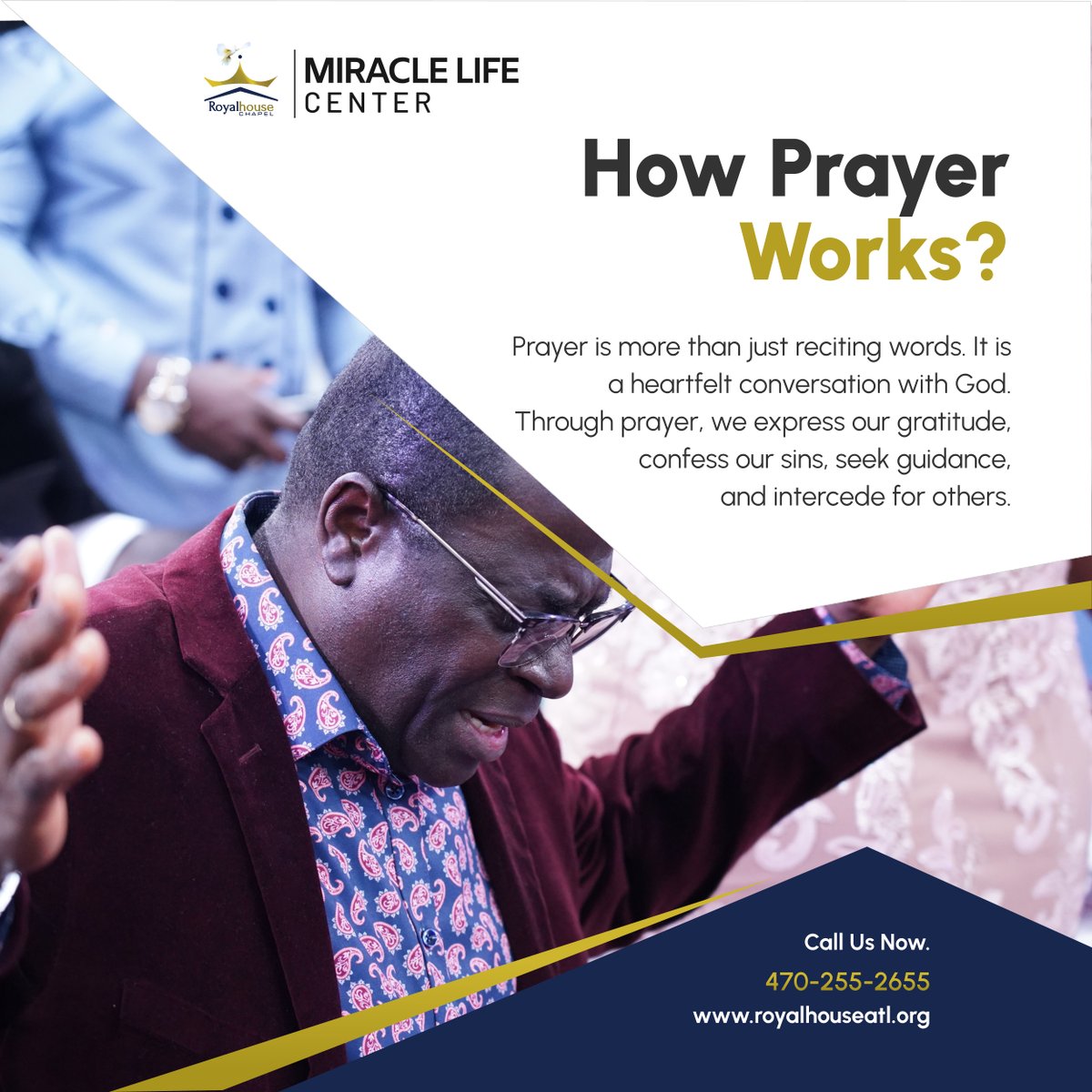 We believe in the power of prayer, and we are committed to standing with you in prayer. 

Whatever your needs may be—whether physical, emotional, relational, or spiritual—we invite you to share them with us. 

#TuckerGA #ReligiousOrganization #PrayerWorks