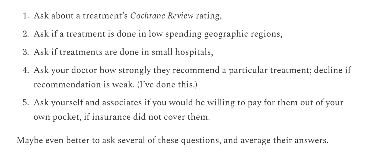 Drs Alexander and Hanson have used many thousands of words debating the utility of healthcare. Both make great points. Obviously healthcare helps people. Obviously much of healthcare is low value. Love this advice from RH on finding low-value care