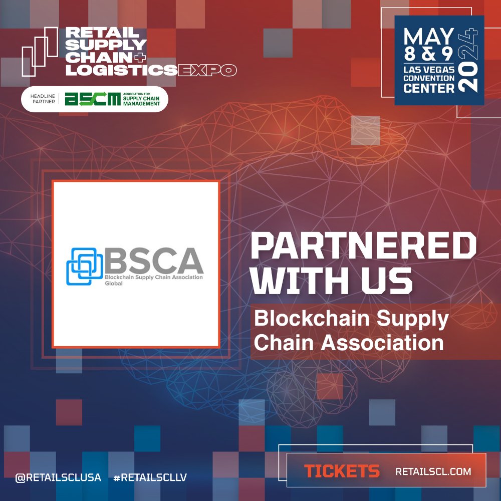 RetailSCL_USA's tweet image. Blockchain Supply Chain Association are a partner!

Secure your ticket to the Las Vegas Convention Center on May 8th &amp;amp; 9th! Tickets are usually $119 but using code: 𝗕𝗦𝗖𝗔𝟭𝟬𝟬 to avoid the fee: bit.ly/4cn0PMP 🎫

Find out more: tinyurl.com/bd4f6wjm

#RetailSCLLV🚛