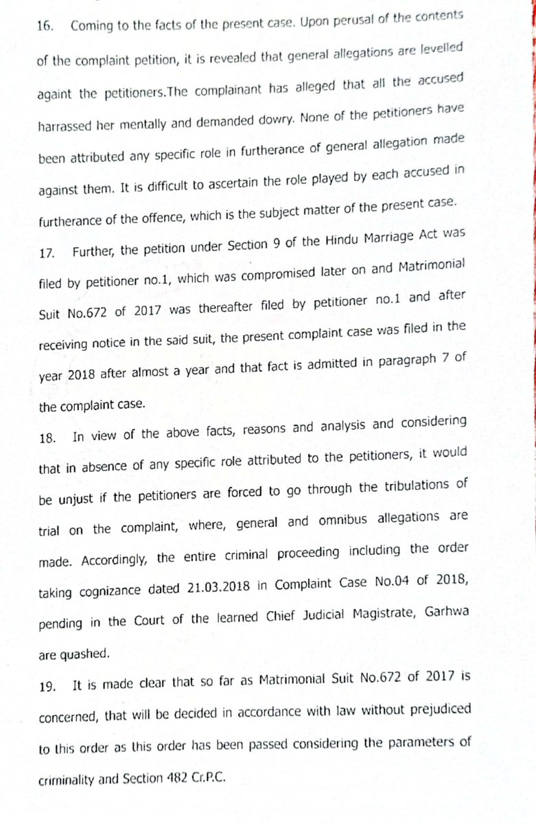 Seeking your intervention @KunalSarangi Ji. Here's order by Jharkhand High Court clearly stating that a false case was filed on him as a counter blast to his divorce petition. Why has Jamshedpur Police done no investigation at all before lodging a new case ? @jhar_governor