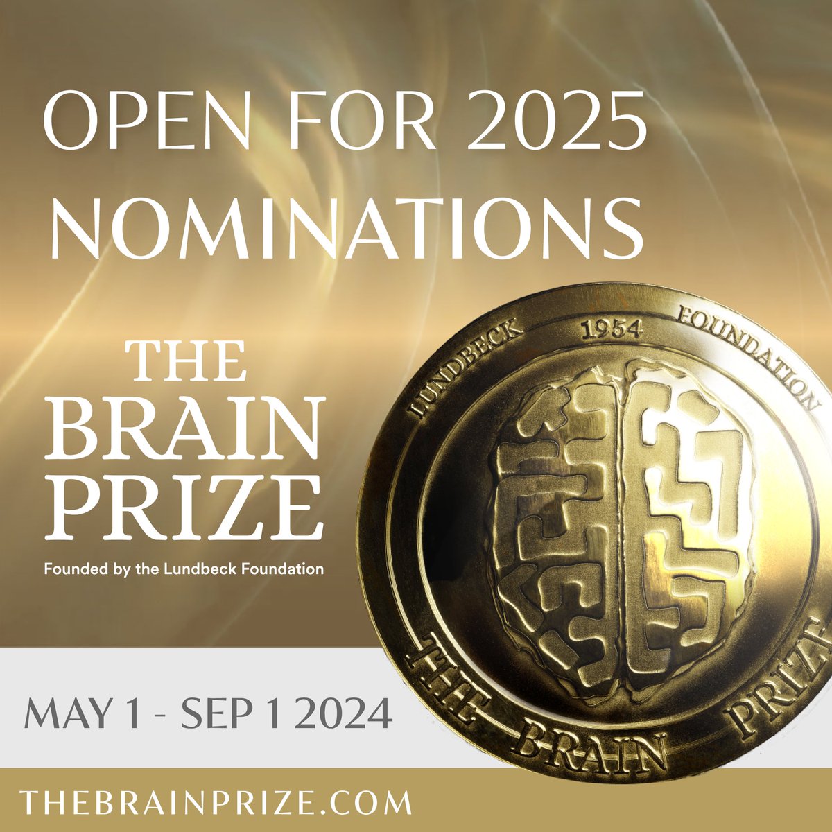 Nominations for The Brain Prize 2025 are now open and accepted until Sep. 1st 2024. The Brain Prize is awarded to one or more scientists who have distinguished themselves through outstanding contributions to any field of neuroscience, from basic to clinical. Read more and