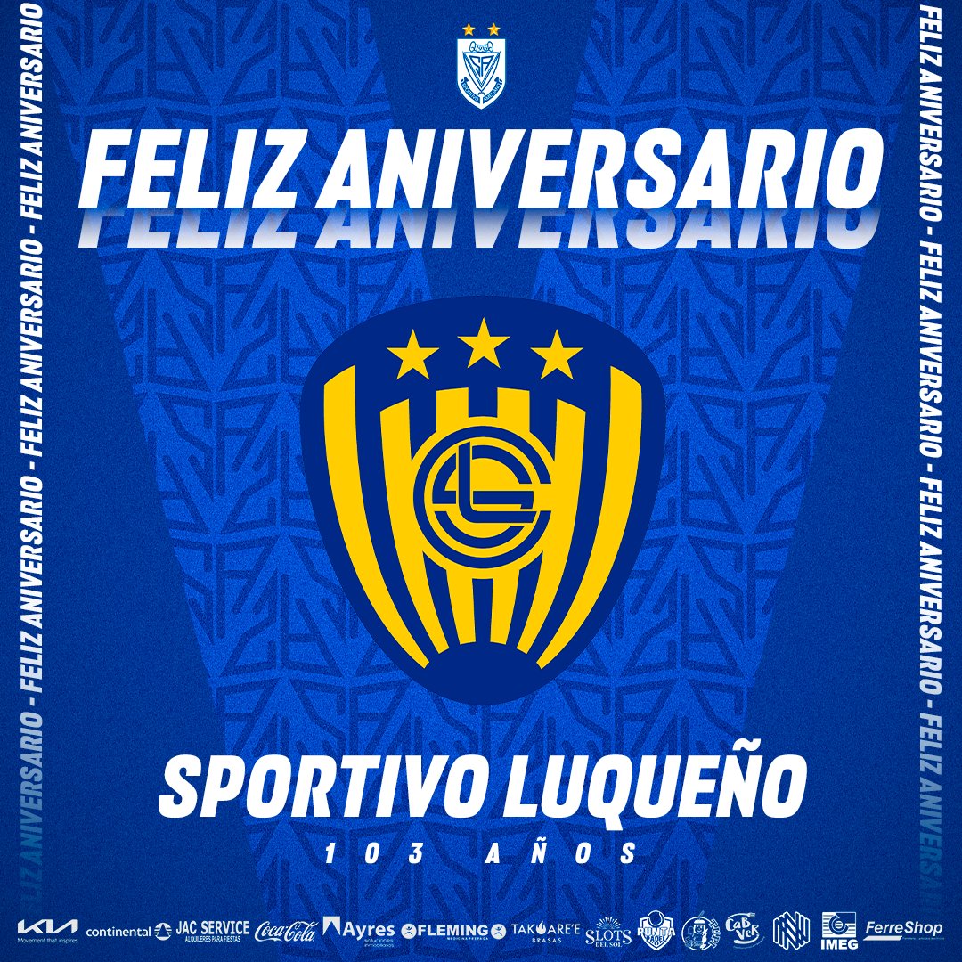 Feliz Aniversario Club Sportivo Luqueño por más partidos en la División de Honor juntos 🤝 🍾🥂 @SpLuquenOficial . #𝐋𝐚𝐕𝐚𝐳𝐮𝐥𝐚𝐝𝐚 ⭐⭐ 🤍💙