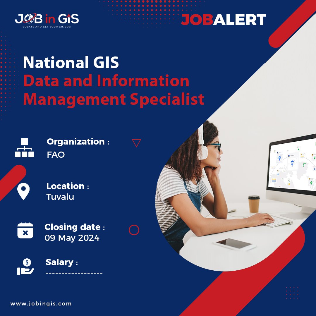 #jobingis : FAO is hiring a National GIS, Data and Information Management Specialist
📍 : #Tuvalu 

Apply here 👉 : jobingis.com/jobs/national-…

#Jobs #mapping #GIS #geospatial #remotesensing #gisjobs #Geography #cartography