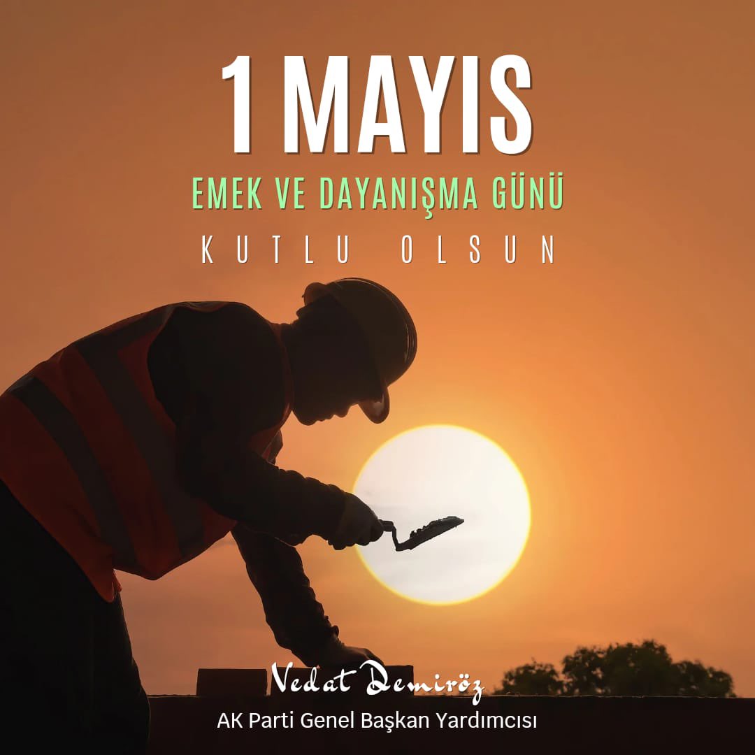 Tüm işçi ve emekçi kardeşlerimizin 1 Mayıs Emek ve Dayanışma Günü'nü kutluyorum.