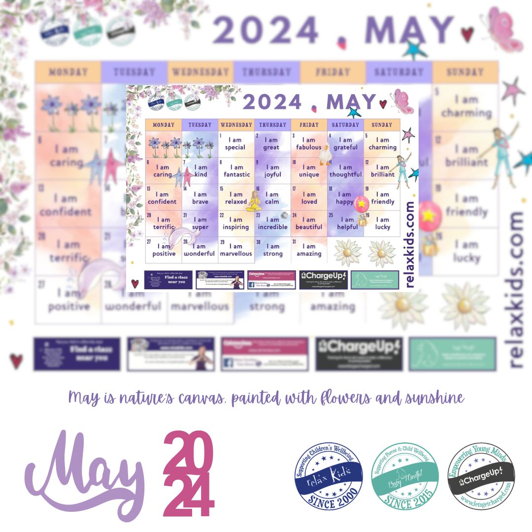 May is a fresh start, blossoming with opportunities

Download our affirmation calendar today: relaxkids.com/calendar

#relaxkids #babymindful #chargeup #May #calendar #mentalhealthmatters #wellbeing