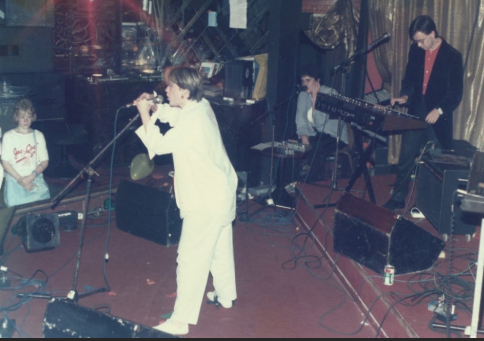 Photograph Burlitz The Ritz, Piccadilly Radio 14th July 1985 Bürlitz (LtoR on stage) Carole Anne Berry, Tina Cawson, Glyn Gillespie Piccadilly Radio promoted gig at The Ritz Photographer: Mike Whitcomb #burlitz #theritz #piccadillyradio #spartanrecords