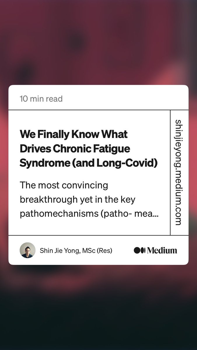 “We Finally Know What Drives Chronic Fatigue Syndrome (and Long-Covid)” by Shin Jie Yong, MSc (Res)
medium.com/microbial-inst…