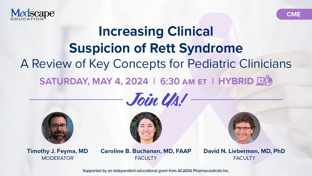 🔬 Elevate Rett syndrome care! 🌟 Boost your skills in spotting symptoms, using clinical tools, & making timely diagnoses. Learn best practices & emerging therapies for pediatric to neurology clinicians. Enhance patient outcomes now! ms.spr.ly/6016YDkXG #RettSyndromeCare